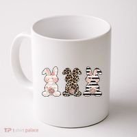 Three Floral Stylish Bunnies Coffee Mug thumb 0