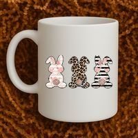 Three Floral Stylish Bunnies Coffee Mug thumb 2