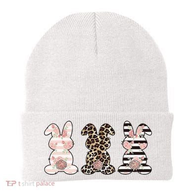 Three Floral Stylish Bunnies Beanie