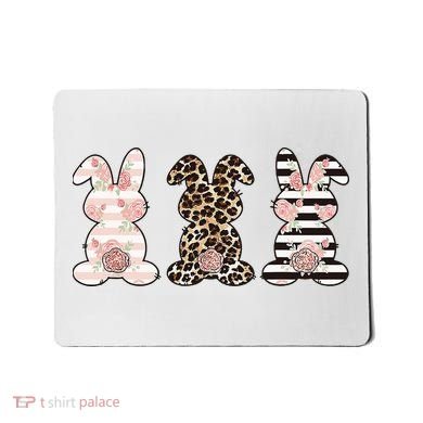 Three Floral Stylish Bunnies Mousepad