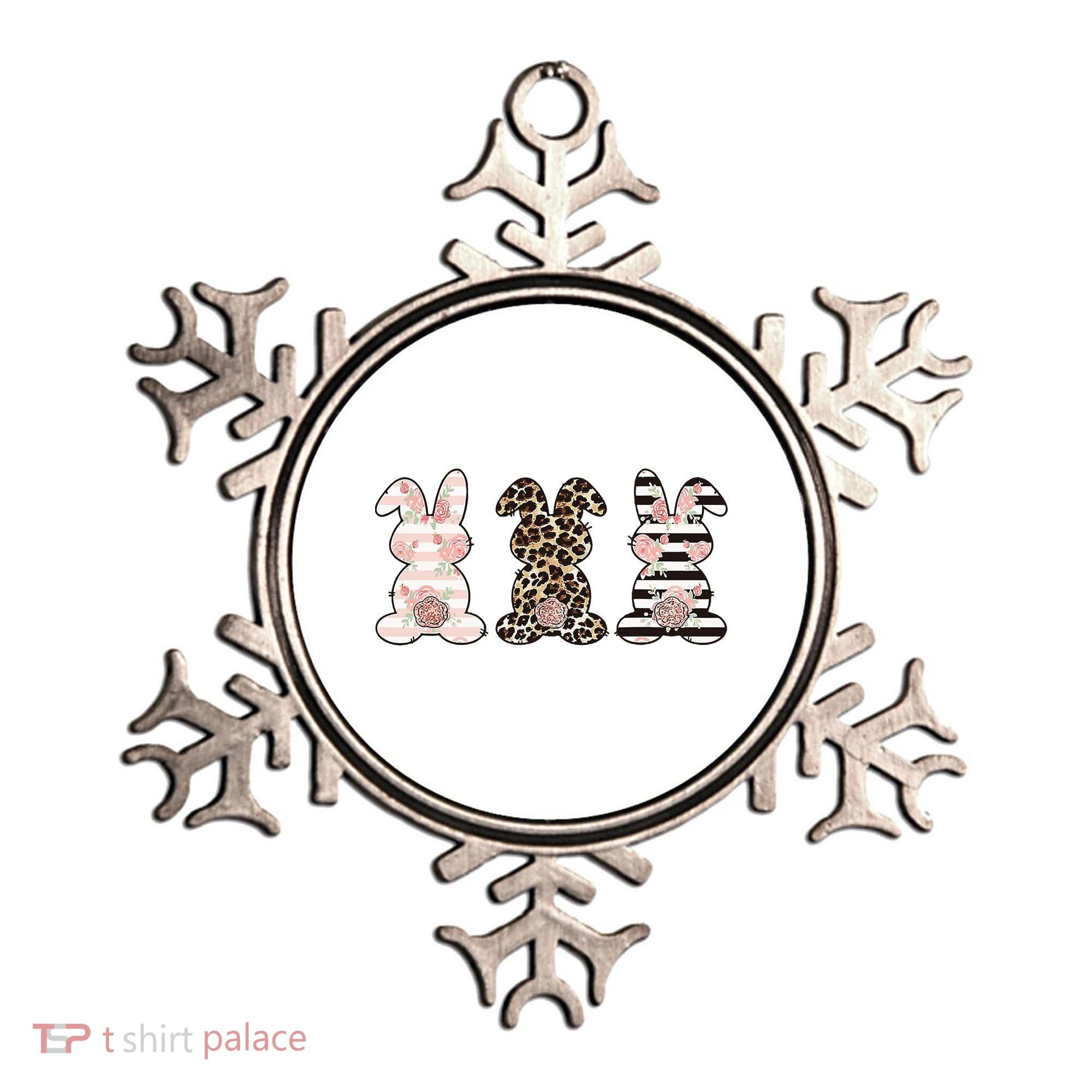 Three Floral Stylish Bunnies Ornament