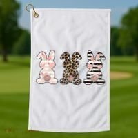 Three Floral Stylish Bunnies Golf Towel thumb 1