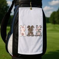 Three Floral Stylish Bunnies Golf Towel thumb 2