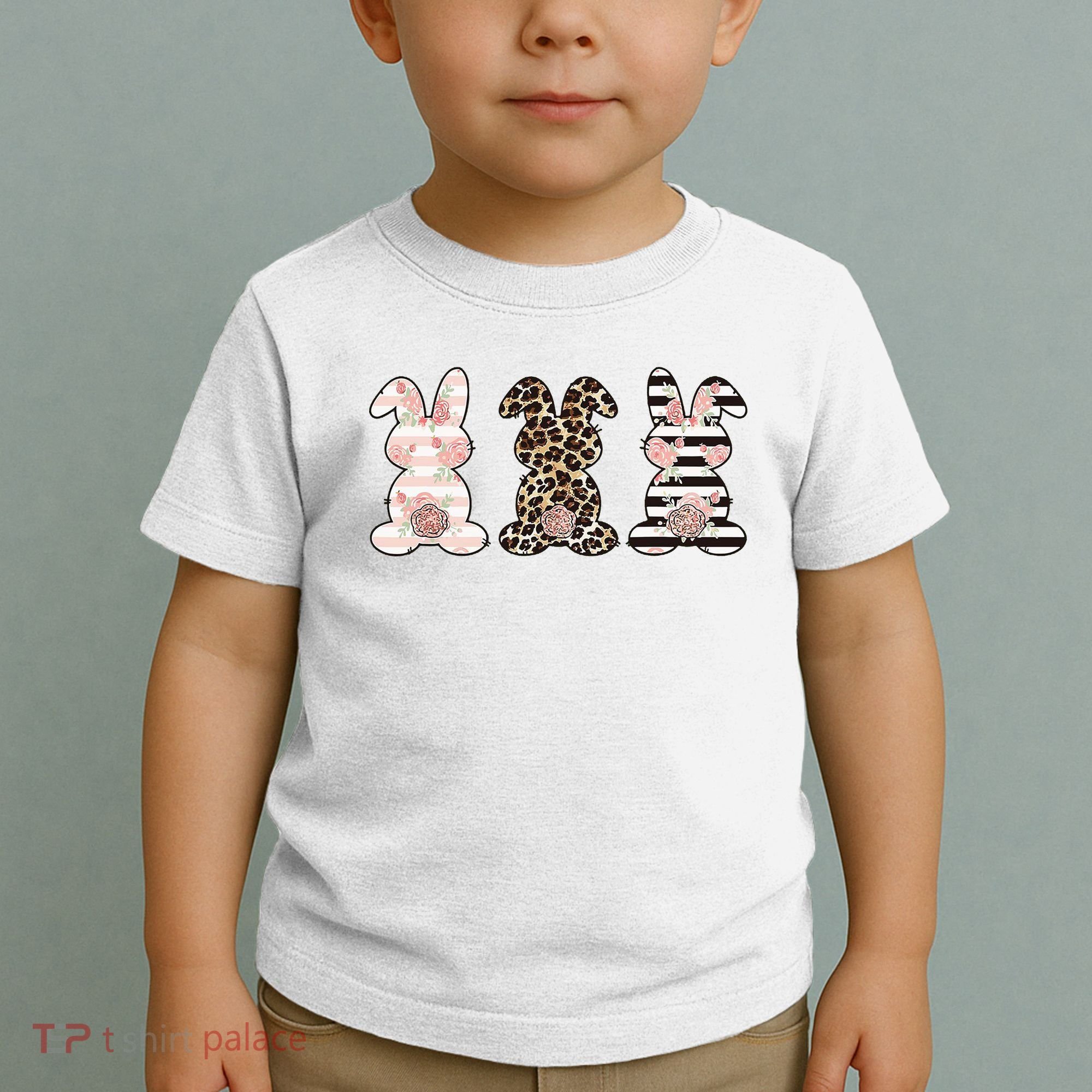 Three Floral Stylish Bunnies Toddler T-Shirt