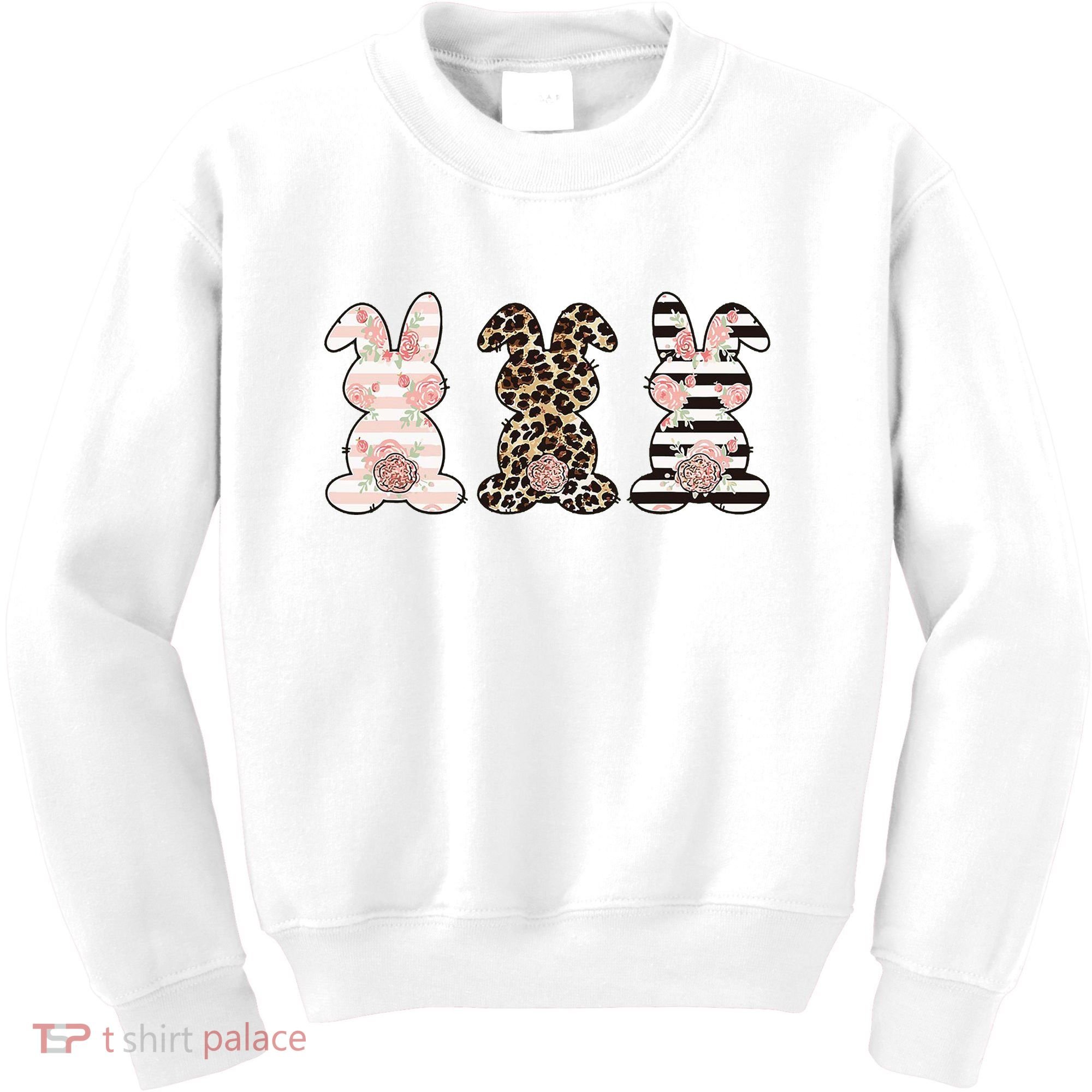 Three Floral Stylish Bunnies Kids Sweatshirt