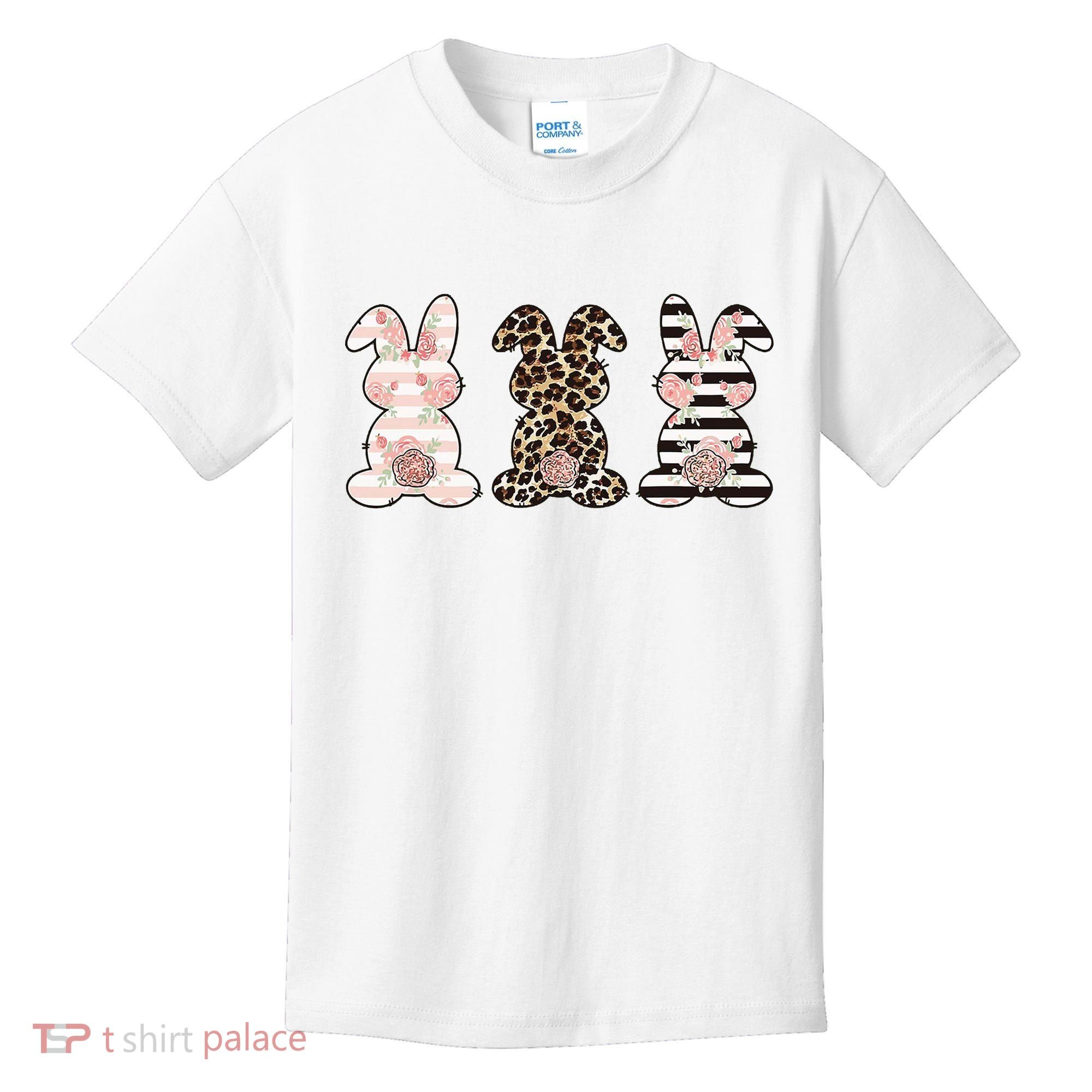 Three Floral Stylish Bunnies Kids T-Shirt