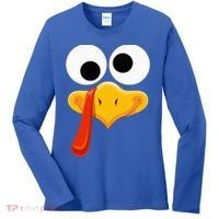 Turkey Face Thanksgiving Costume Family Outfits Matching Fun Women's Long Sleeve Shirt thumb 0