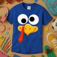 Turkey Face Thanksgiving Costume Family Outfits Matching Fun Kids T-Shirt thumb 3