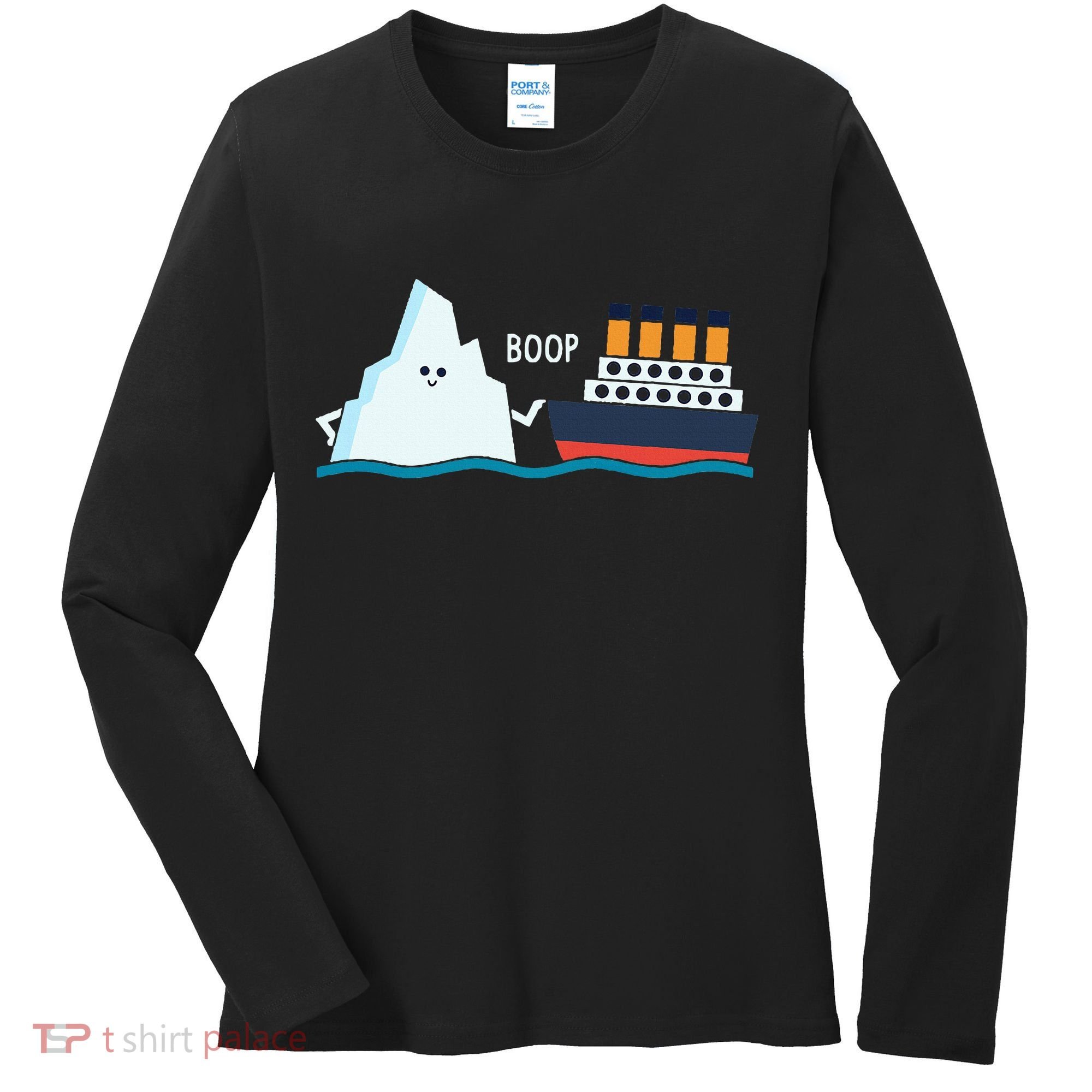 Titanic Funny Titanic And Iceberg Boop Parody For Women's Long Sleeve Shirt