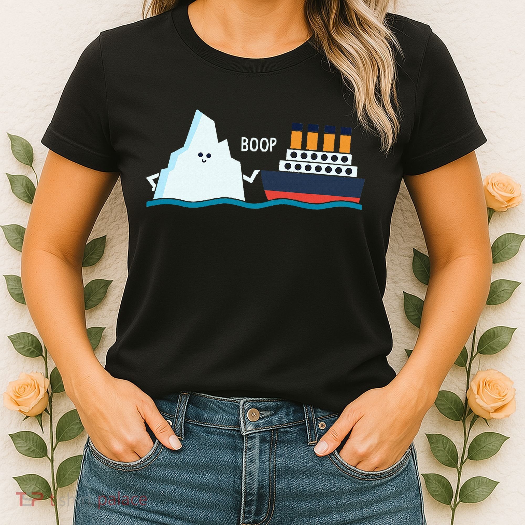 Titanic Funny Titanic And Iceberg Boop Parody For Women's T-Shirt