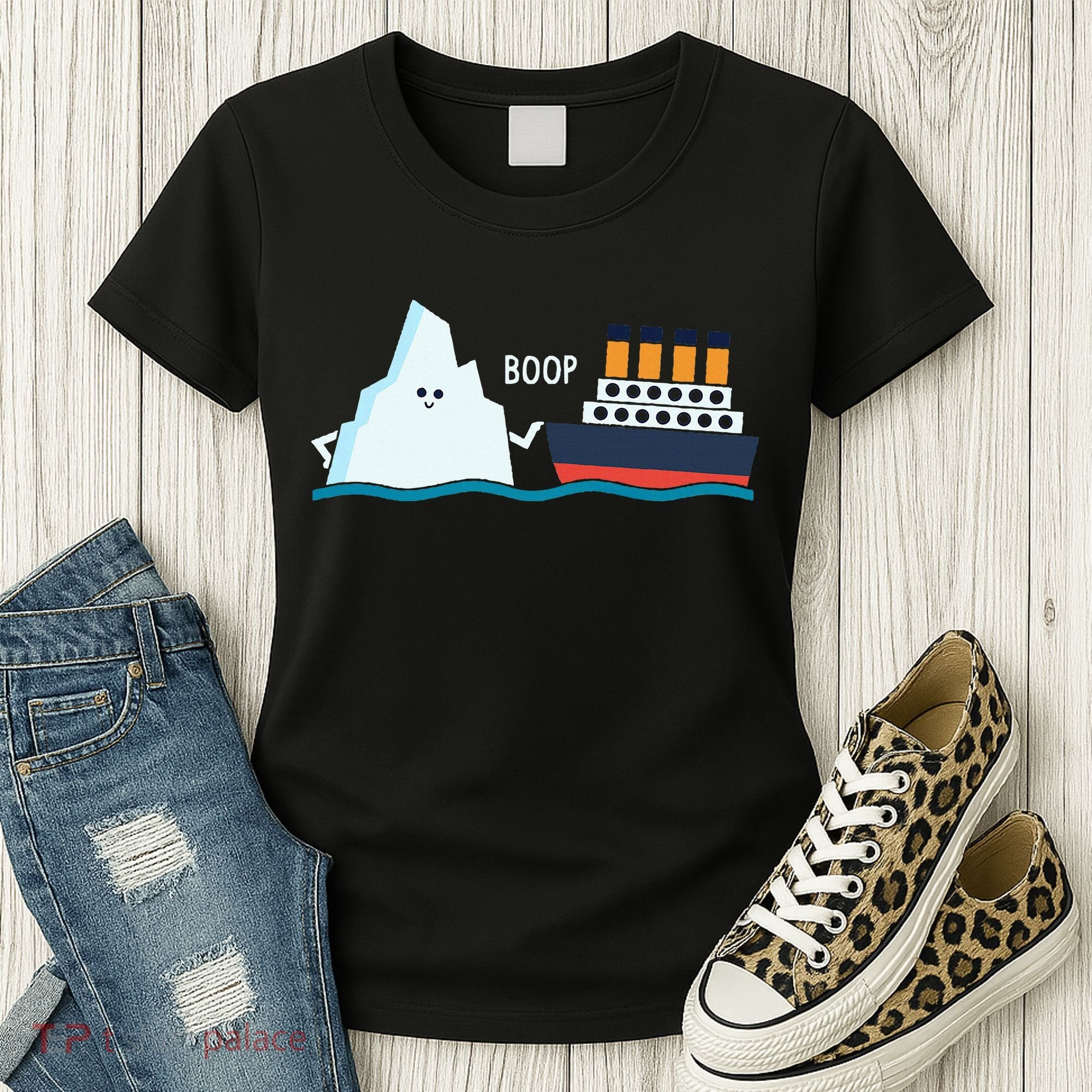 Titanic Funny Titanic And Iceberg Boop Parody For Women's T-Shirt