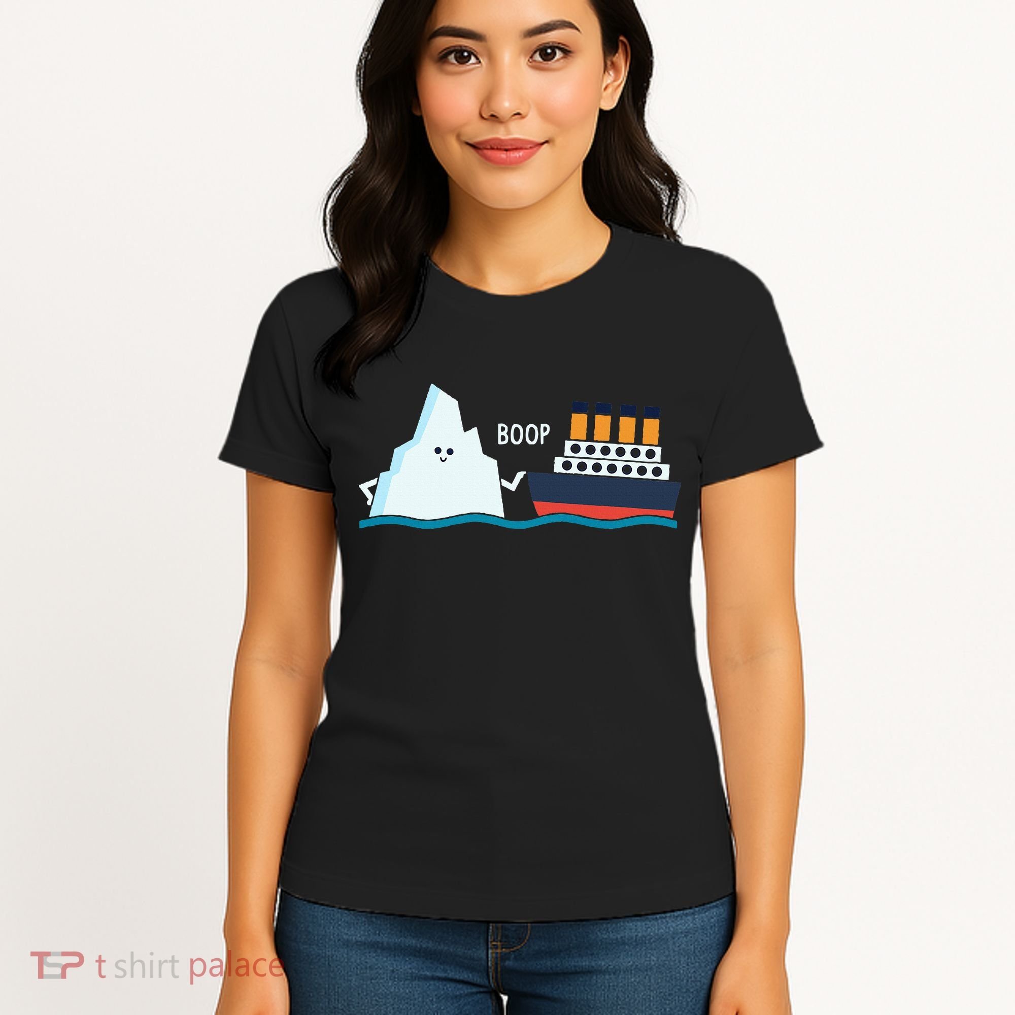 Titanic Funny Titanic And Iceberg Boop Parody For Women's T-Shirt