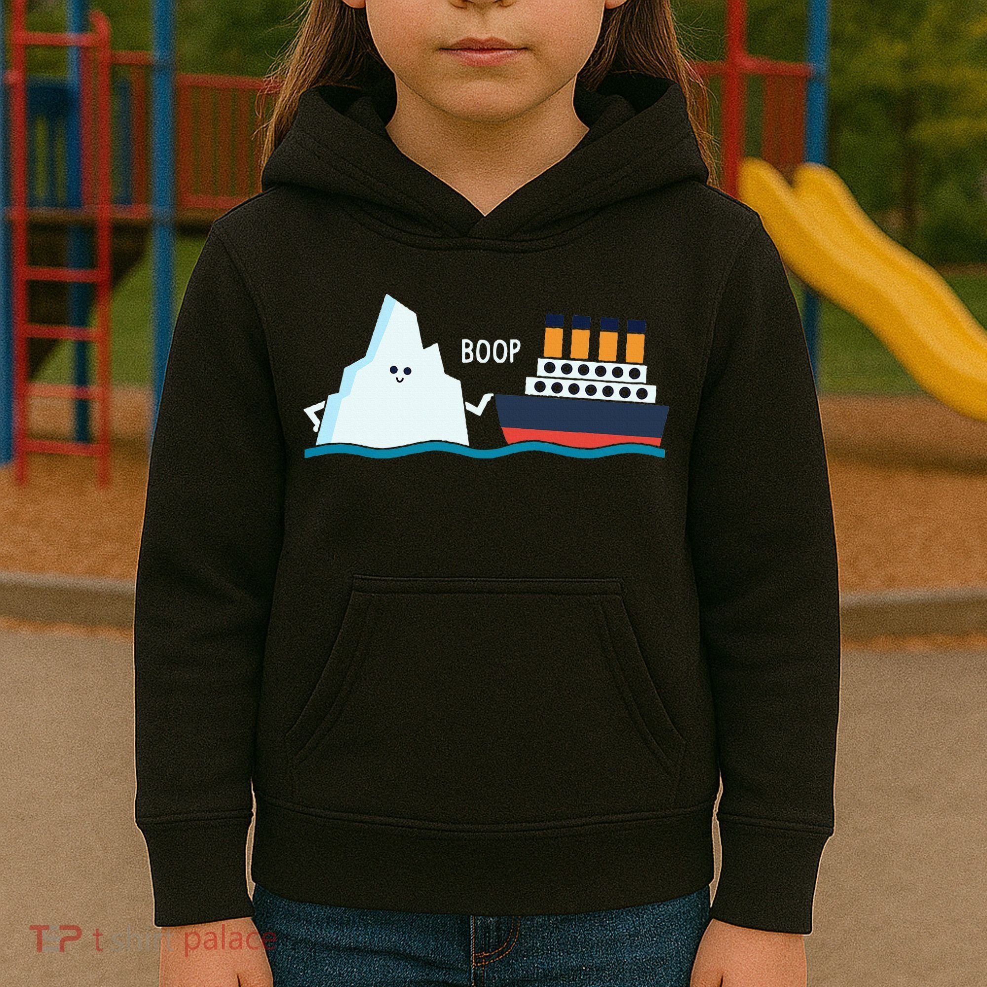Titanic Funny Titanic And Iceberg Boop Parody For Kids Hoodie