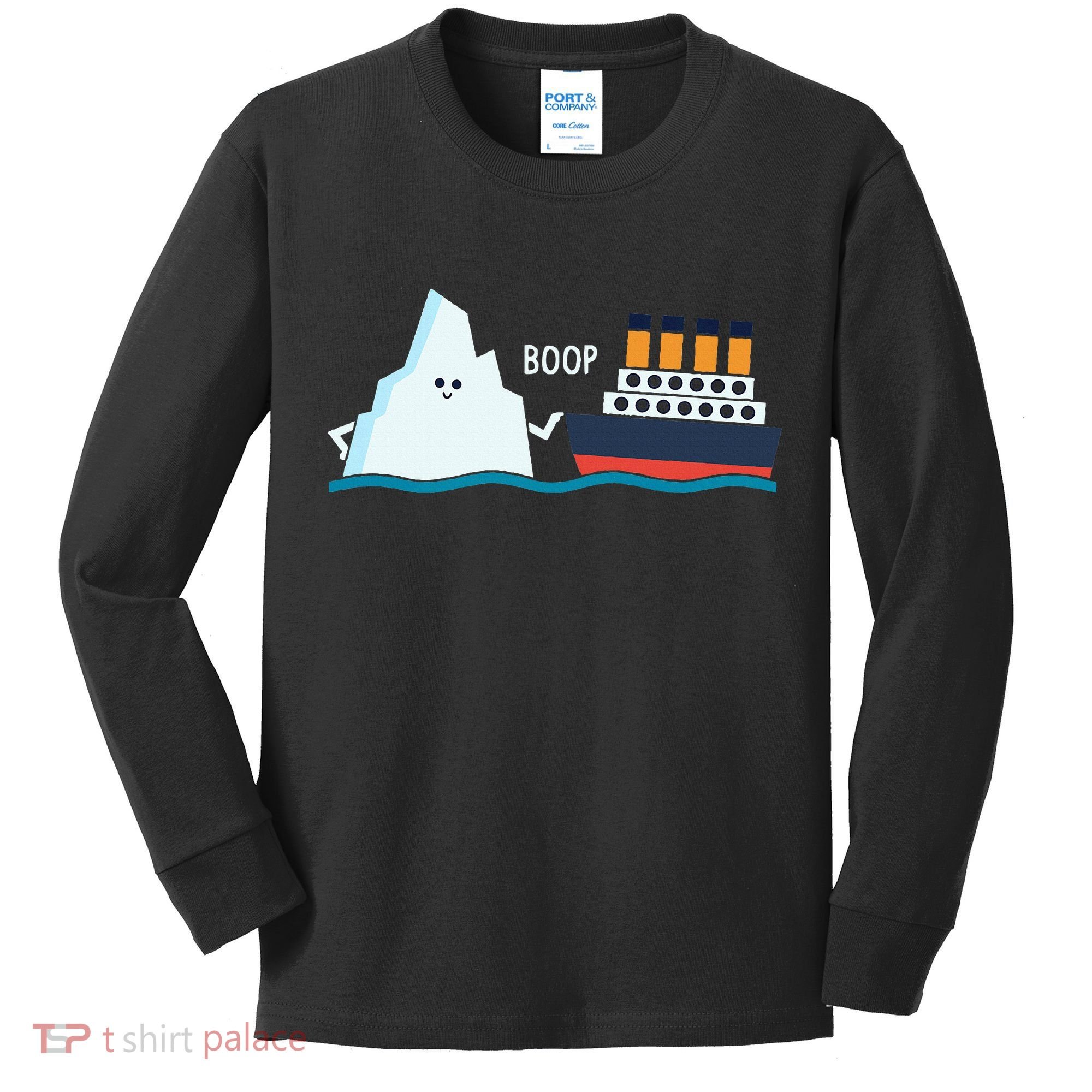 Titanic Funny Titanic And Iceberg Boop Parody For Kids Long Sleeve Shirt