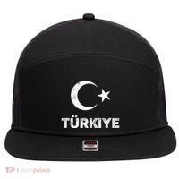 Turkish Flag Turk Bayragi Turkey Flag Turkiye 7 Panel Mesh Trucker Snapback Hat thumb 0