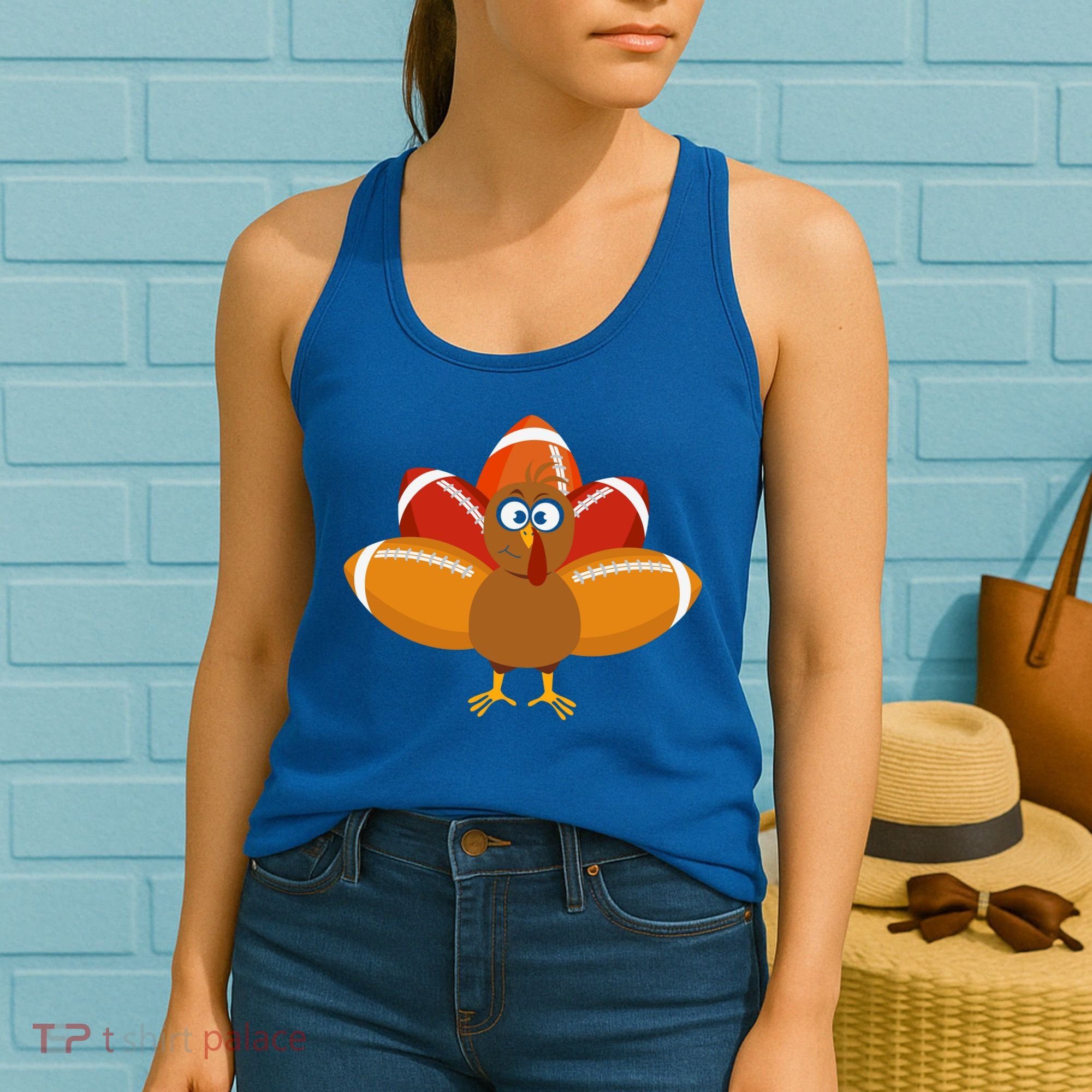 Turkey Football Thanksgiving Women's Tank Top