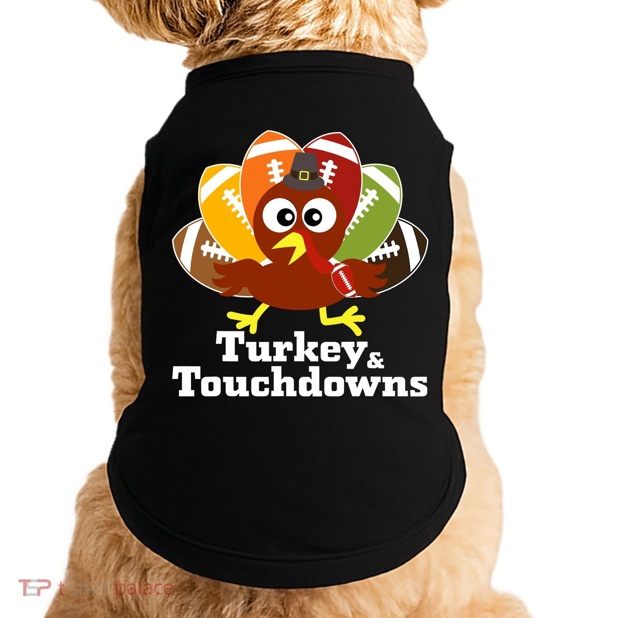 Thanksgiving Football Turkey And Touchdowns Doggie Tank