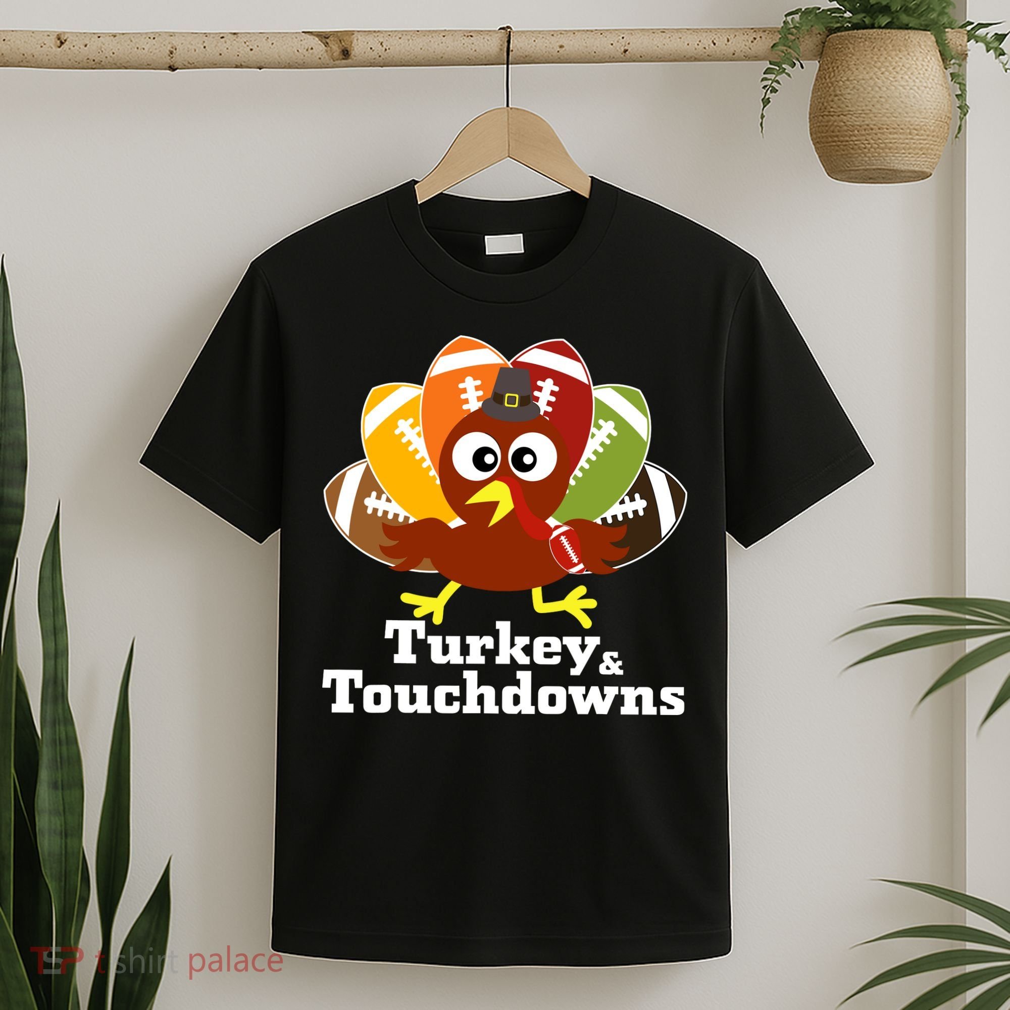 Thanksgiving Football Turkey And Touchdowns T-Shirt