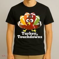 Thanksgiving Football Turkey And Touchdowns T-Shirt thumb 3