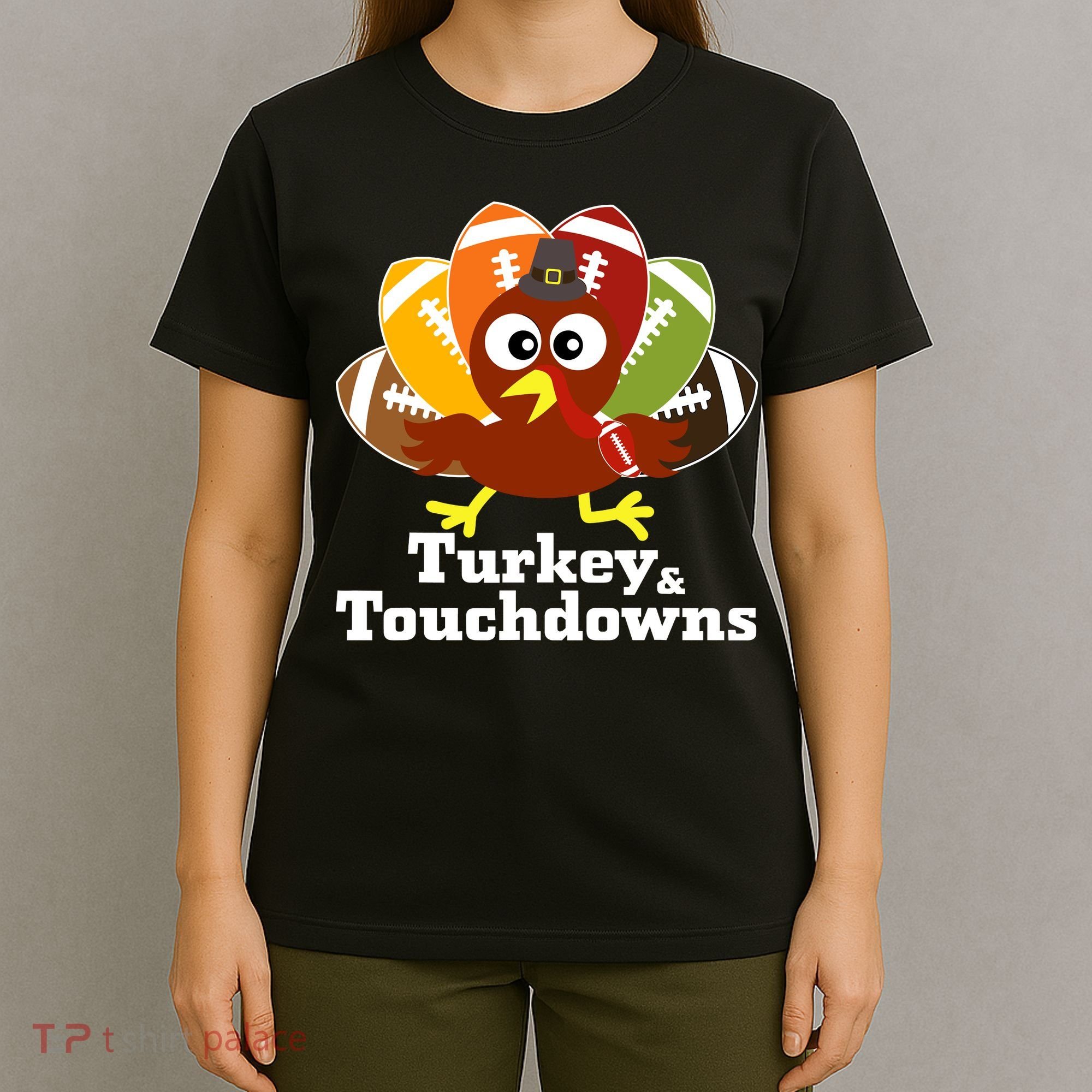 Thanksgiving Football Turkey And Touchdowns T-Shirt