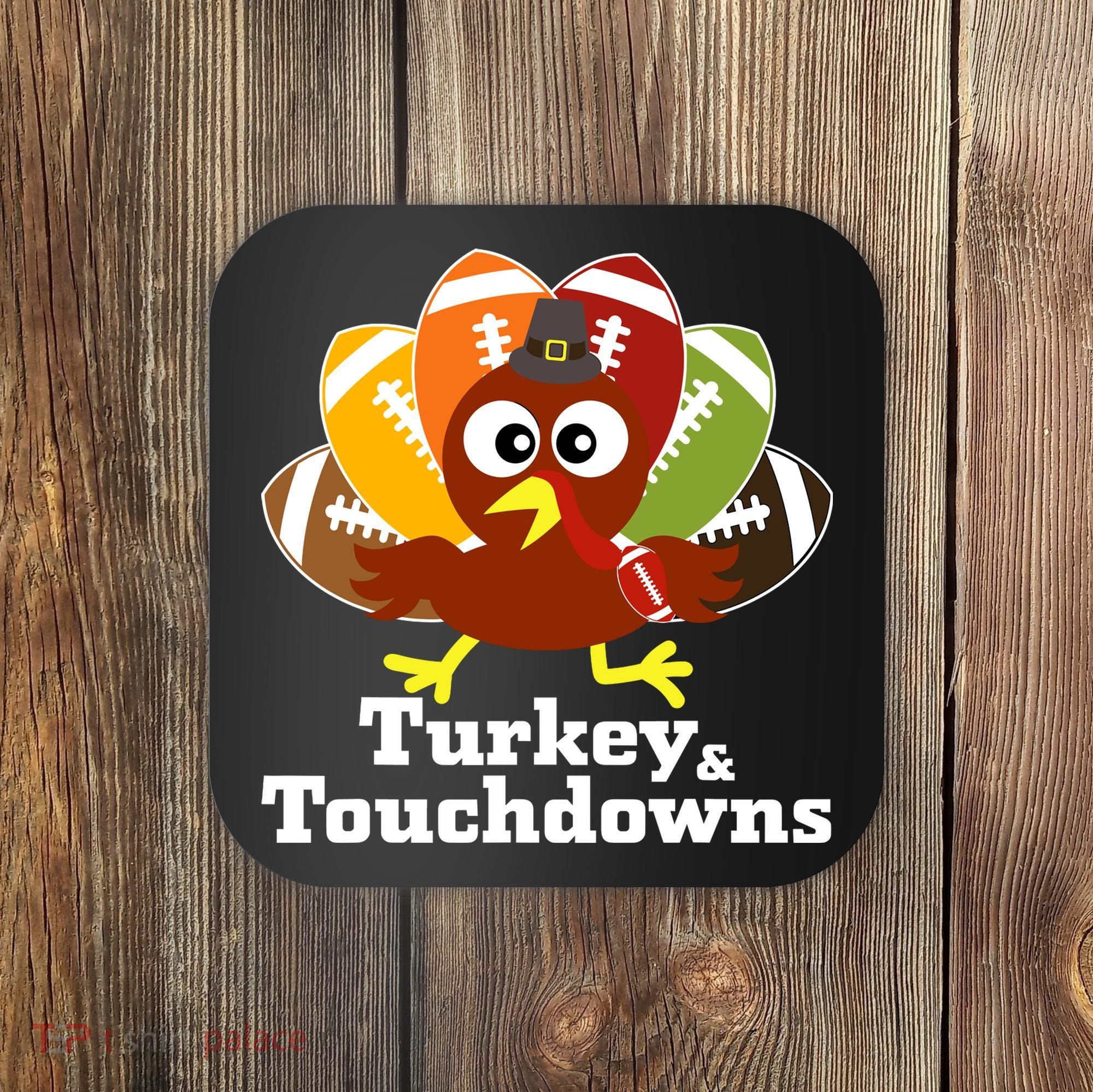 Thanksgiving Football Turkey And Touchdowns Coaster