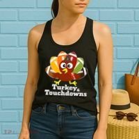 Thanksgiving Football Turkey And Touchdowns Women's Tank Top thumb 2