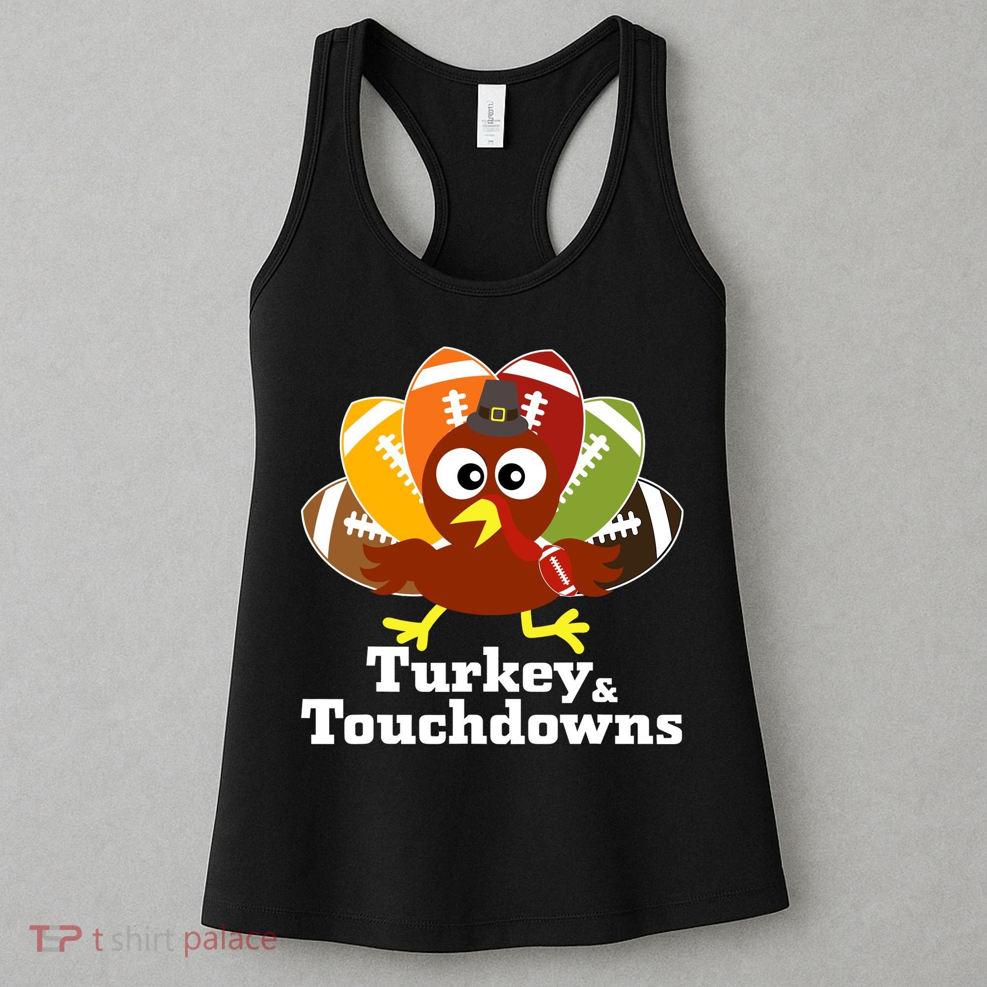 Thanksgiving Football Turkey And Touchdowns Women's Tank Top