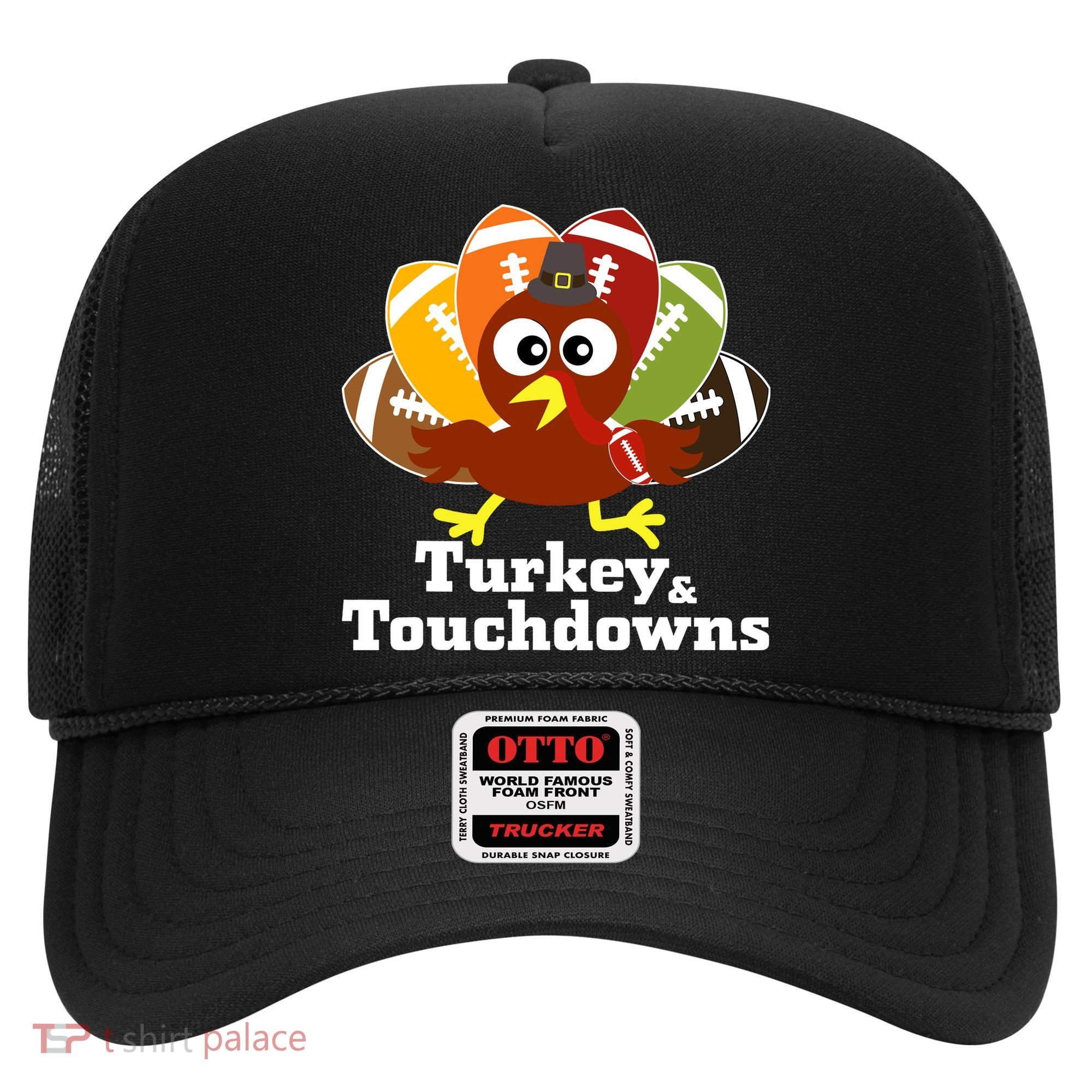 Thanksgiving Football Turkey And Touchdowns Hat