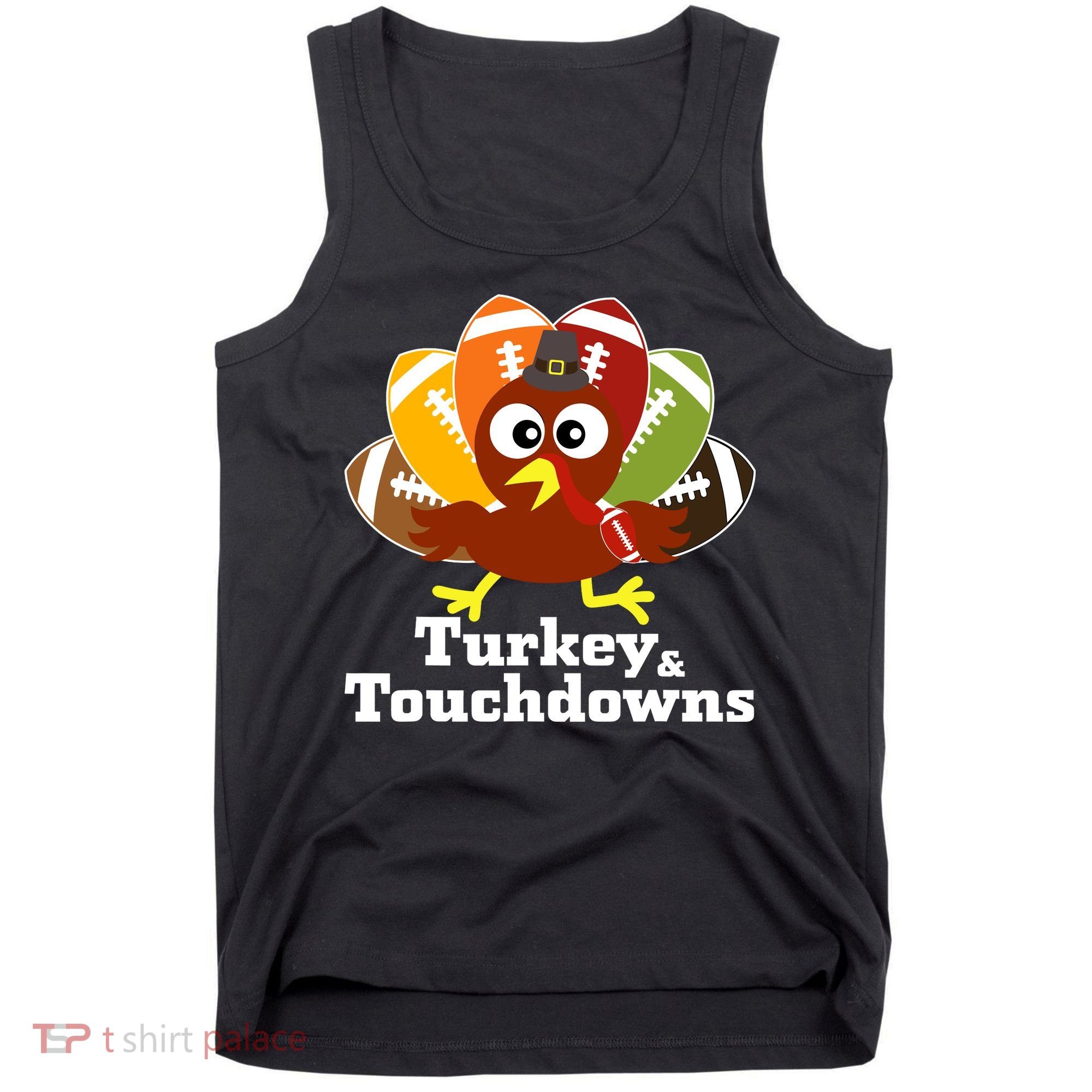 Thanksgiving Football Turkey And Touchdowns Tank Top