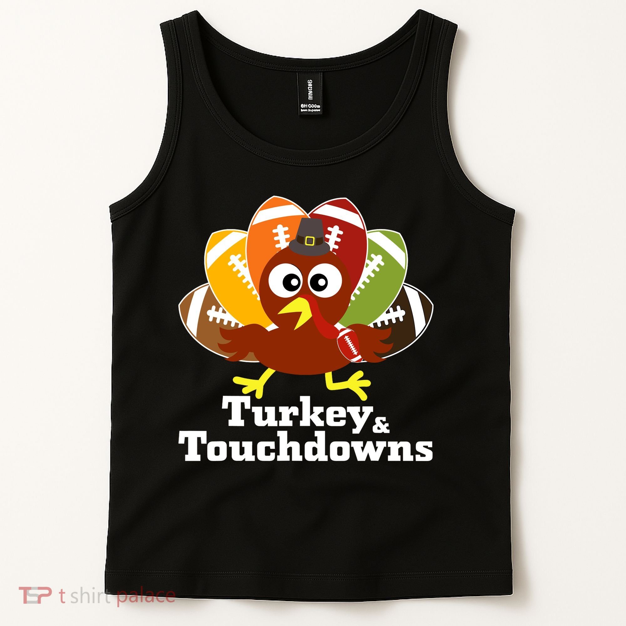 Thanksgiving Football Turkey And Touchdowns Tank Top