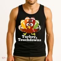Thanksgiving Football Turkey And Touchdowns Tank Top thumb 3