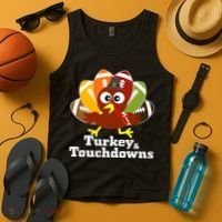 Thanksgiving Football Turkey And Touchdowns Tank Top thumb 4