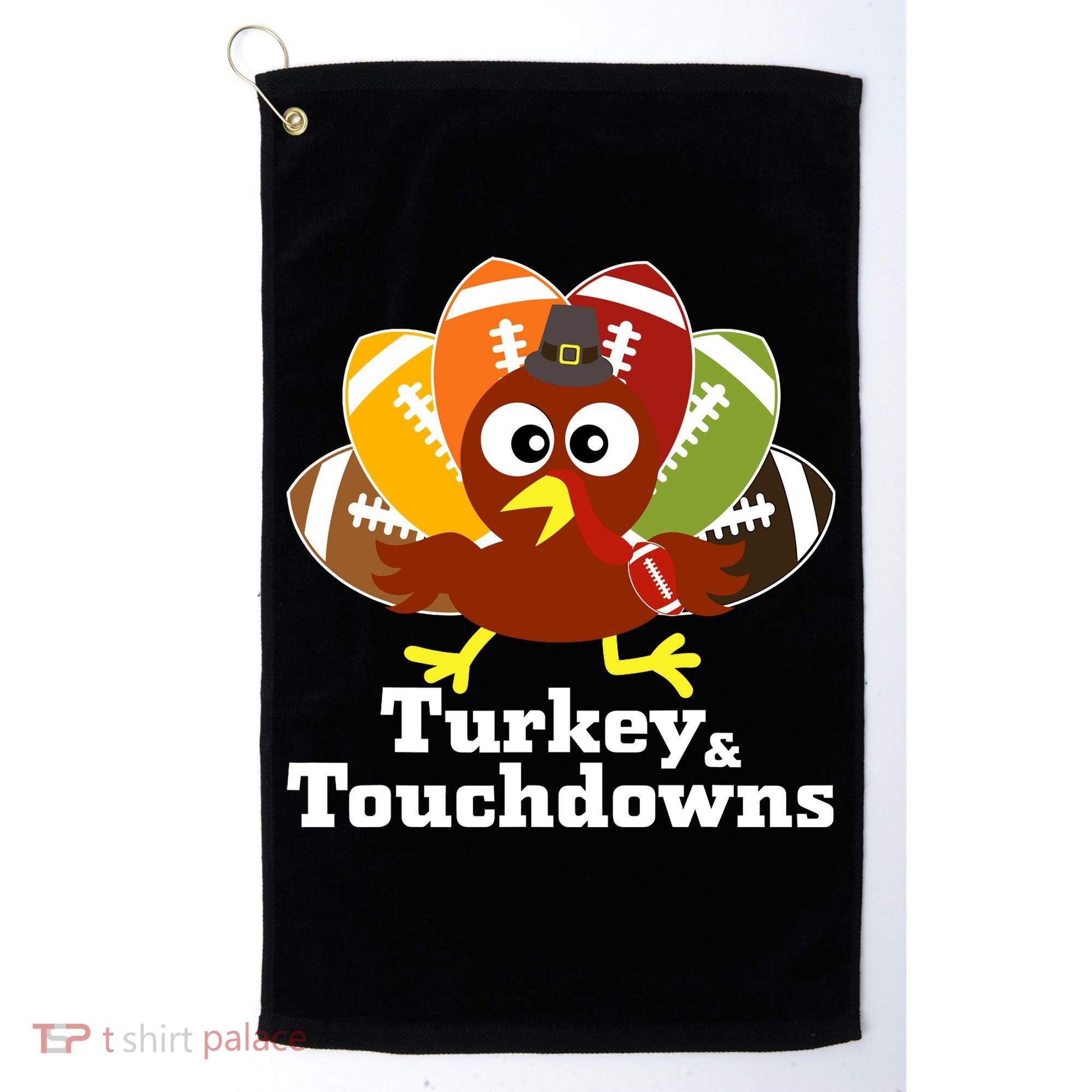 Thanksgiving Football Turkey And Touchdowns Golf Towel