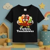 Thanksgiving Football Turkey And Touchdowns Toddler T-Shirt thumb 3
