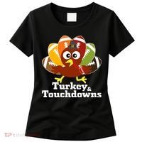 Thanksgiving Football Turkey And Touchdowns Women's T-Shirt thumb 0