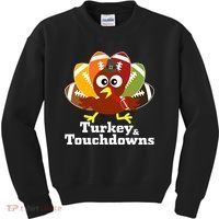 Thanksgiving Football Turkey And Touchdowns Kids Sweatshirt thumb 0