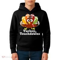 Thanksgiving Football Turkey And Touchdowns Kids Hoodie thumb 4