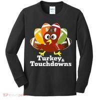 Thanksgiving Football Turkey And Touchdowns Kids Long Sleeve Shirt thumb 0