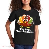 Thanksgiving Football Turkey And Touchdowns Kids T-Shirt thumb 2