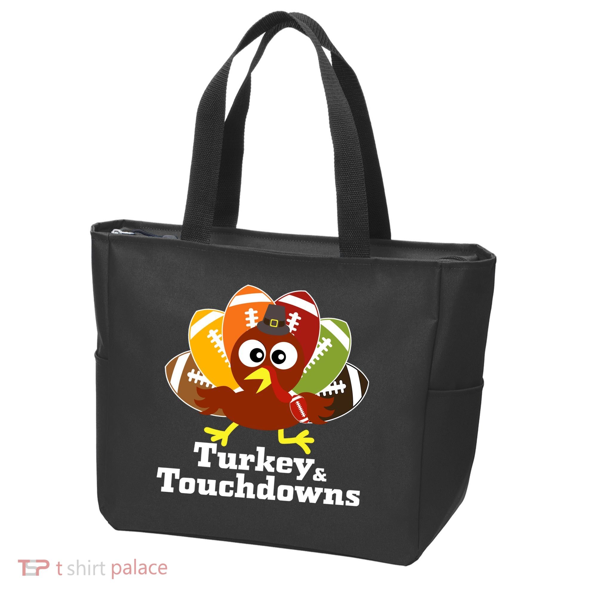 Thanksgiving Football Turkey And Touchdowns Tote Bag