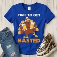 Thanksgiving Funny Turkey Time To Get Basted Great Gift Women's T-Shirt thumb 3