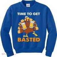 Thanksgiving Funny Turkey Time To Get Basted Great Gift Kids Sweatshirt thumb 0