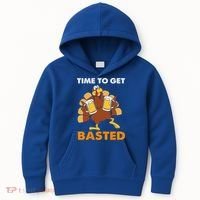 Thanksgiving Funny Turkey Time To Get Basted Great Gift Kids Hoodie thumb 0