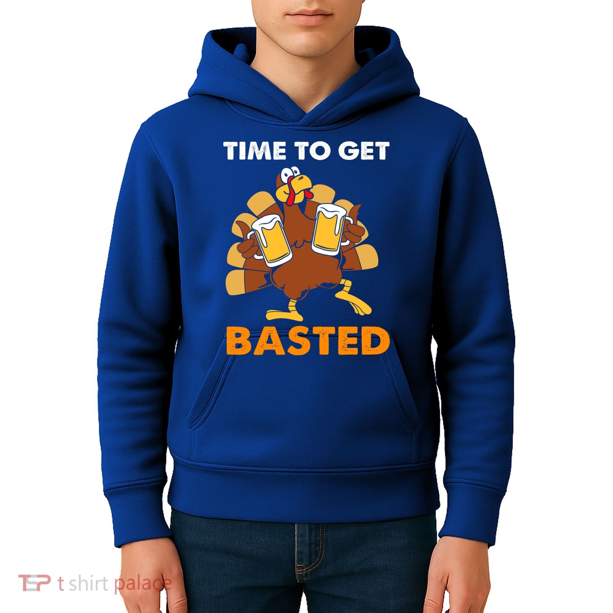 Thanksgiving Funny Turkey Time To Get Basted Great Gift Kids Hoodie