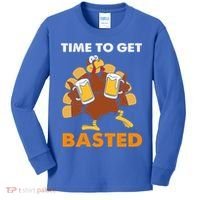 Thanksgiving Funny Turkey Time To Get Basted Great Gift Kids Long Sleeve Shirt thumb 0