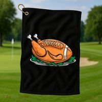Turkey Football Thanksgiving Dinner Golf Towel thumb 1