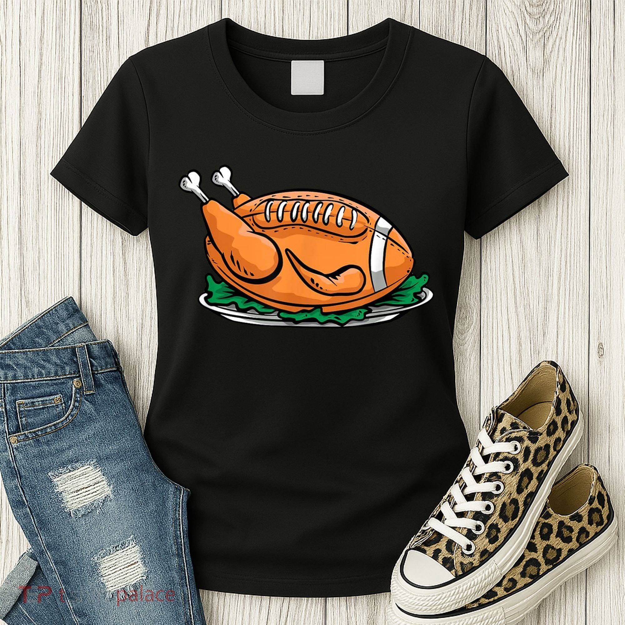Turkey Football Thanksgiving Dinner Women's T-Shirt