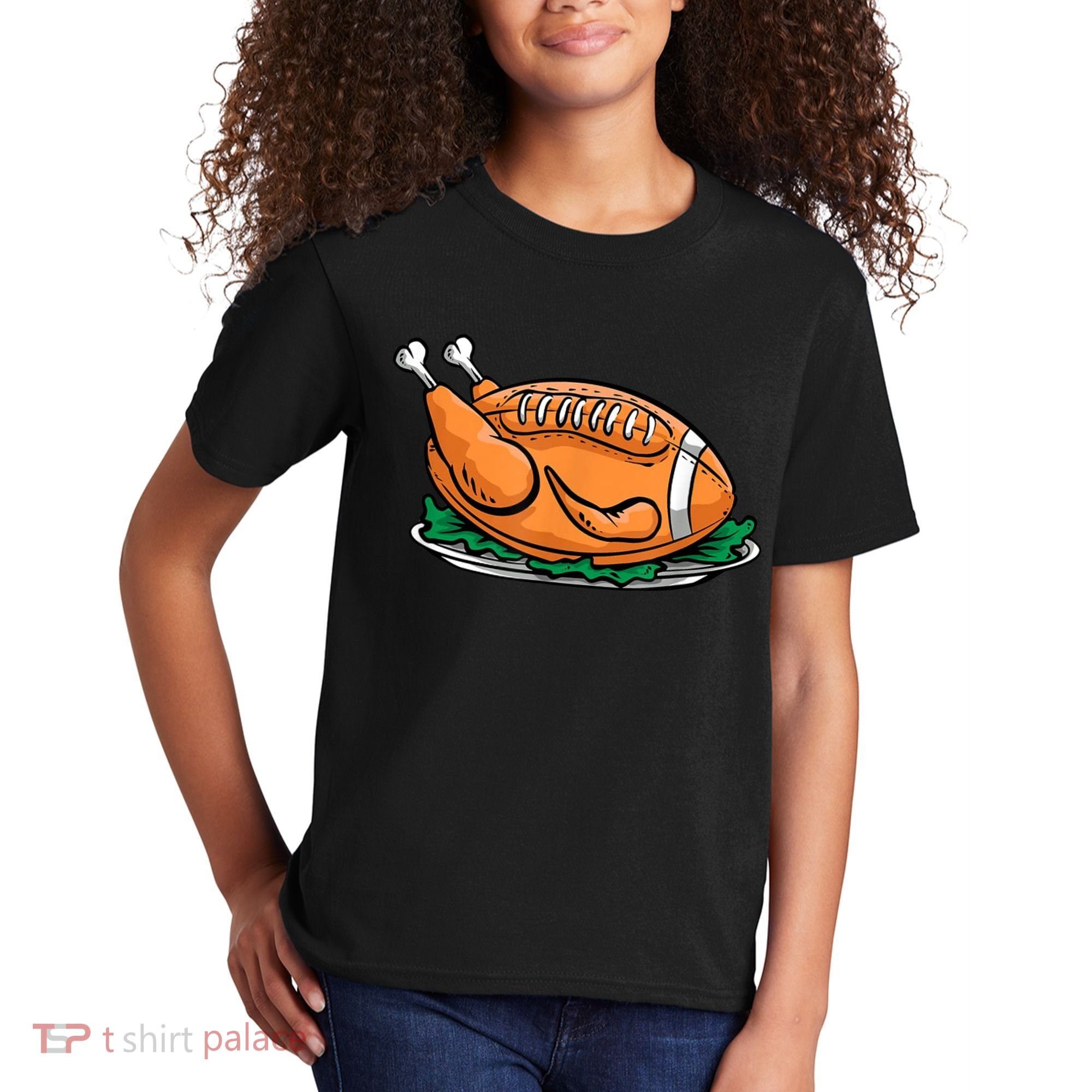 Turkey Football Thanksgiving Dinner Kids T-Shirt