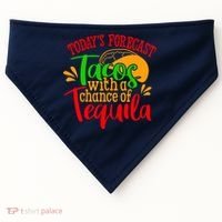 Today's Forecast Tacos With A Chance Of Tequila Funny Taco USA-Made Doggie Bandana thumb 0