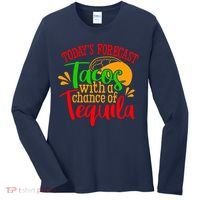 Today's Forecast Tacos With A Chance Of Tequila Funny Taco Women's Long Sleeve Shirt thumb 0